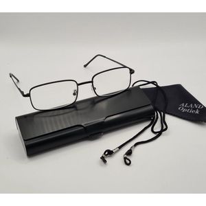Unisex leesbril +1,5 met brillenkoker + koord + microvezeldoekje / class one 5000 / zwart / +1.5 lunettes de lecture avec étui pratique, cordon et chiffon de nettoyage pour lentilles / Aland optiek
