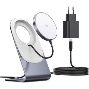 Draadloze Oplader met Mag-Safe - Snellader iPhone 14/13/12/11 - Grijs Oplaadstation