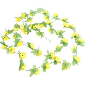 Bloemenslinger 42 Mini Bloemen - Geel - Kunstbloemen Slinger voor Decoratie - Bloemenslinger Fietsmand of Stuur - 230 CM - Kunst Kamer of Fiets Decoratie - Klimop Rozen