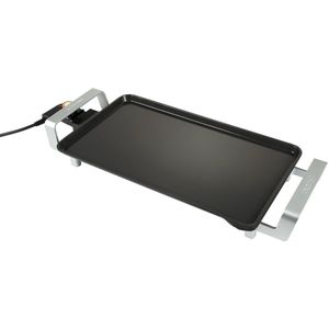 Bourgini Multiplate Pure - PFAS vrij - Grill apparaat - 46 x 26 cm - Regelbare thermostaat - Bakplaat elektrisch 2500 W - Anti-aanbak laag - Zwart