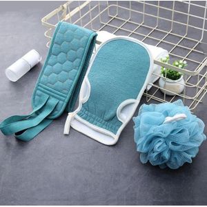 3 Stuks - Scrub Set - Rug Scrubber - Spons - Handschoen - Exfoliate Bad & Douche - Exfoliëren - Loofah baddoek - Lichaamsborstel - LOUZIR