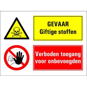 Gevaar giftige stoffen, verboden toegang onbevoegden bord 400 x 300 mm - kunststof