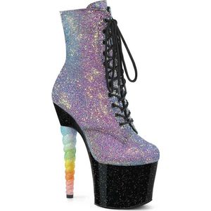 Pleaser - UNICORN-1020G Plateau Laarzen, Paaldans schoenen - Paaldans schoenen - 36 Shoes - Paars/Blauw