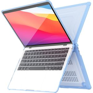 Hoes Geschikt voor Macbook Air 13 inch Hoes Licht Blauw shockproof heavy duty hoesje - Macbook Air M1 2021 2020 2019 2018 / A2337 A2179 A1932 case met Opvouwbare kickstand hoes hardcover