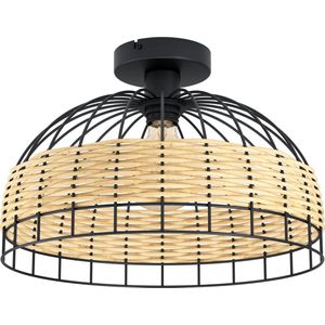 EGLO Anwick Plafondlamp - E27 - Ø 38 cm - Zwart/Rotan