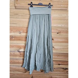 Heerlijke a-lijn katoenen maxi rok met elastische talie ��– kleur MILITAIR GROEN- lange boho rok - maat 38