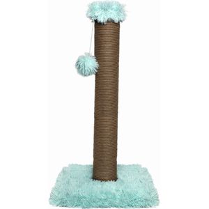 Topmast Krabpaal Fluffy Big Pole - Lichtblauw - 39 x 39 x 80 cm - Made in EU - Krabpaal voor Katten - Sterk Sisal Touw - Met Kattenspeeltje