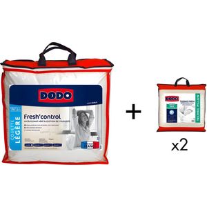Vente-unique DODO Pack DODO anti-transpirant dekbed 240x260cm + 2 hoofdkussens 60x60cm verkoelend effect FRESH CONTROL L 260 cm x H 5 cm x D 240 cm