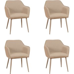 Bronx71® Scandinavische eetkamerstoel Elin taupe gerecyclede stof - Eetkamerstoelen set van 4