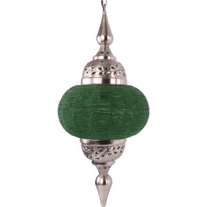 LM-Collection Casablanca Hanglamp - Ø33x73cm - E27 - Grijs/Groen - Metaal/Plastic - hanglampen eetkamer, hanglamp zwart, hanglampen woonkamer, hanglamp slaapkamer, hanglamp kinderkamer, hanglamp rotan, hanglamp hout, hanglamp industrieel