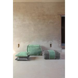 LIGNE PURE Mellow – kussen – katoen – eco – handmade - modern – boho - Grijs Groen – 45x45