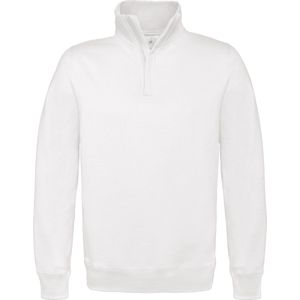 B&C Heren ID.004 1/4 Ritssweatshirt (Wit)