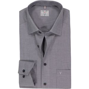 MARVELIS - Comfort Fit - Overhemd - Zwart met Wit - Strijkvrij - Boordmaat 44