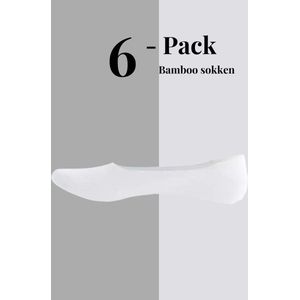 Dames footies - Bamboo - 6 paar - anti-slip hak - Wit - Maat 36-40