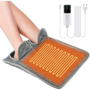 Voetwarmer-voetwarmers-Elektrische voetenwarmer - warmtekussen - met 9 temperatuurstanden en 4 tijdsinstellingen - wasbaar - geschikt voor de winter - thuis en op kantoor - grijs - 39,5x40x1,5cm