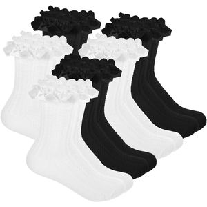 Set van 4 paar witte en zwarte enkelsokken voor dames, gemaakt van ademend katoen voor optimaal draagcomfort en een frisse pasvorm gedurende de dag