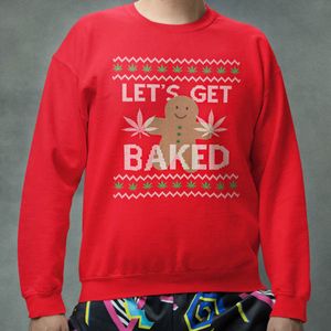Foute Kerst Trui Rood Let's Get Baked XS