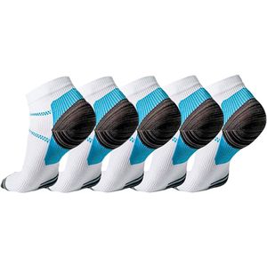 Sokken - Compressiekousen voor mannen en vrouwen - Cyclische compressie - 5 paar - 15-20 mmHg - Geschikt voor sport, ondersteuning, vliegreizen, borstvoeding, wandelen