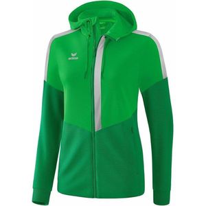 Erima Squad Trainingsjack Met Capuchon Dames - Fern Green / Smaragd / Silver Grey | Maat: 34