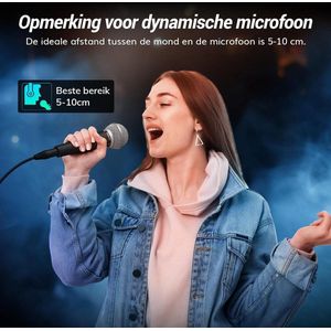 Dynamische Zang Microfoon - Cardioïde Patroon - Bedraad met Geïntegreerd Popfilter - Handmicrofoon voor Podium Opname - Ruisonderdrukking - 635mm XLR Uitgang - D58 Zwart