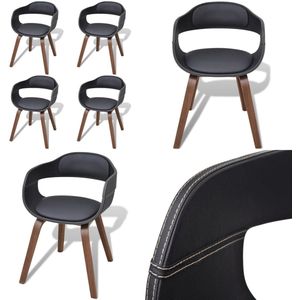 vidaXL Eetkamerstoelen 4 st gebogen hout en kunstleer zwart - Eetkamerstoel - Eetkamerstoelen - Keukenstoelen - Keukenstoel
