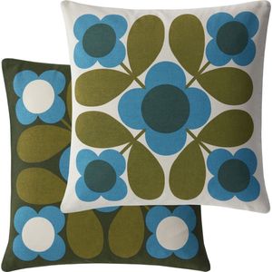 Orla Kiely Flower Tile Kingfisher sierkussen - Blauw/groen - 45x45 cm