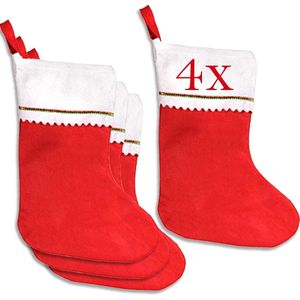 4-delige - Opvulbare en ophangbare kerstsokken - Kerstdecoraties - Kerstsokken - Hangende kerstsokken - Grote kerstsokken - Voor kerstdecoraties - Rood