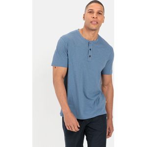 camel active Henley-shirt van gecertificeerd biologisch katoen - Maat menswear-5XL - Blauw
