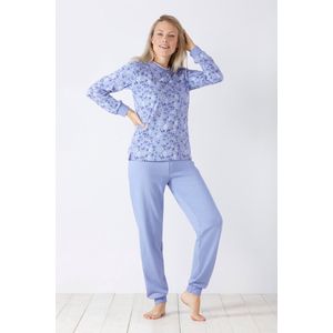 Blauwe omgekeerde badstof pyjama Hajo - Blauw - Maat - 36/38