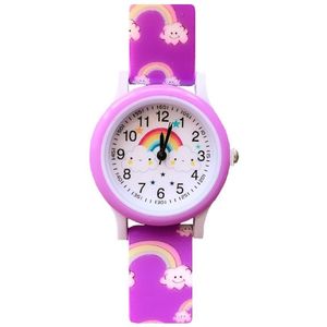Kinder Horloge Regenboog - Paars | Ø 28 mm | Kunststof/Siliconen | Fashion Favorite