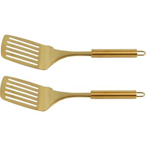 2x Bakspatels/bakspanen goudkleurig 32 cm RVS keukengerei - Koken - Bakken - Spatels 2 stuks