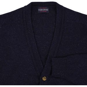 Osborne Knitwear Cardigan met knopen - Lamswol - Indigo Melange - XL