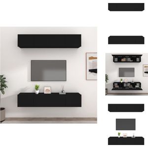 vidaXL Tv-meubelen - Klassiek ontwerp - Wandgemonteerd - Stevig bewerkt hout - Voldoende opbergruimte - Praktische deuren - Kleur- zwart - 80 x 30 x 30 cm (BxHxD) - 4x in de levering - Kast