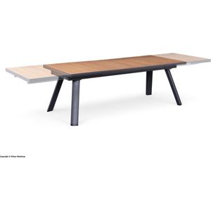 Tuintafel Fontana Hout/Teak Uitschuifbaar 220-340 cm | Antraciet Aluminium Frame