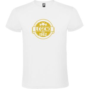 Wit T-Shirt met “Legend sinds 1962 “ Afbeelding Goud Size XXXXL