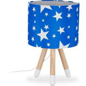 relaxdays tafellamp Stars - E14 fitting - kinderlamp driepoot - kinderkamer - sterren blauw