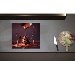 Inductieplaat Beschermer - Chocolade Eieren met Vloeibare Chocolade Erover heen - 57x52 cm - 2 mm Dik - Inductie Beschermer - Bescherming Inductiekookplaat - Kookplaat Beschermer van Zwart Vinyl