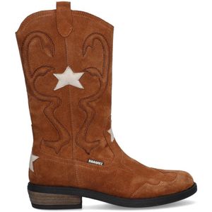 Braqeez 425739-432 Meisjes Cowboyboots - Cognac - Suède - Ritssluiting