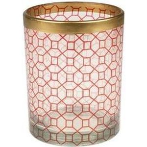 Pipol's Bazaar Newby Votive | 2st theelichtglas of theelichthouder | rood & goud decoratief glas