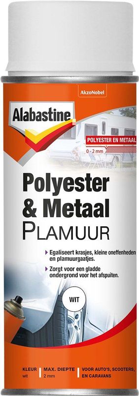 Alabastine - Polyester & Metaal Plamuur Spuitbus - 400 ML
