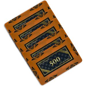 Diamond poker plaque - poker chip - poker - plakkaat - waarde 500 (5 stuks) - oranje