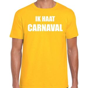 Ik haat carnaval verkleed t-shirt / outfit geel voor heren - carnaval / feest shirt kleding / kostuum S