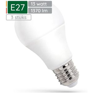 Spectrum LED Lamp E27 13W - 230V - 1370 Lumen - 6000K Koud wit - Helder daglicht - Energiezuinig - 3 stuks
