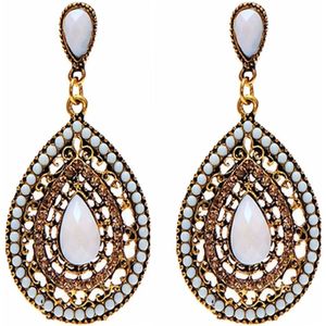 Fako Bijoux® - Oorbellen - Bohemian - Druppel - Wit
