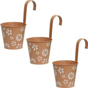 Decoris - Bloempotten Ophangbaar - Zink - Terra Bruin - 3 Stuks