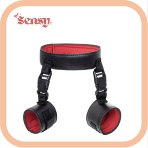 Dr. Sensy BDSM Collar boeien - Zwart/Rood - Verstelbaar - Hals Handboeien - SM - Fetish - Voor Koppels