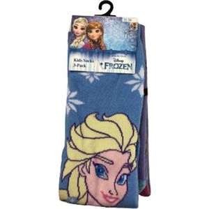 Frozen Anna, Elsa en Olaf kindersokken - Blauw / Paars - Maat 31-34 - 3 paar