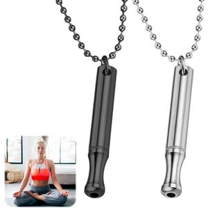 Zeynomax - Rookontwenning en stressvermindering halsketting - 2 stuks roestvrij - ademhalingsketting voor meditatie en ontspanning met Anapana-ademhaling