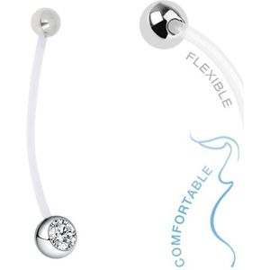 Fako Bijoux® - Zwangerschapspiercing - Kristal - Wit