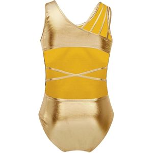 Gymnastiek Ballet Turnpakje Kids Girls Shiny Metallic Ballet Leotards Gymnastics Jumpsuit Dancewear Children Sleeveless Dance Leotard Bodysuit Costumes Danskleding Kostuum(Gold,3XL)